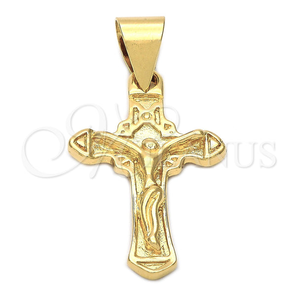 Oro Laminado Religious Pendant, Gold Filled Style Crucifix Design, Polished, Golden Finish, 5.191.019