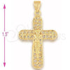 Oro Laminado Religious Pendant, Gold Filled Style Crucifix Design, Polished, Golden Finish, 5.188.011