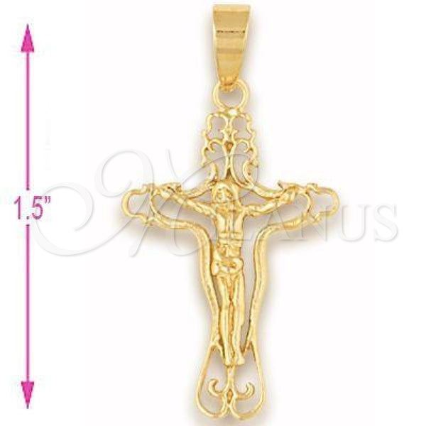 Oro Laminado Religious Pendant, Gold Filled Style Crucifix Design, Polished, Golden Finish, 5.189.019
