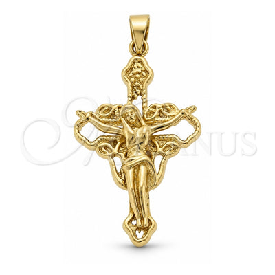 Oro Laminado Religious Pendant, Gold Filled Style Buffalo Design, Polished, Golden Finish, 5.190.017