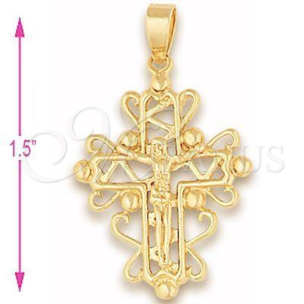 Oro Laminado Religious Pendant, Gold Filled Style Crucifix Design, Polished, Golden Finish, 5.188.002