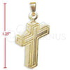 Oro Laminado Religious Pendant, Gold Filled Style Cross Design, Polished, Golden Finish, 5.192.036
