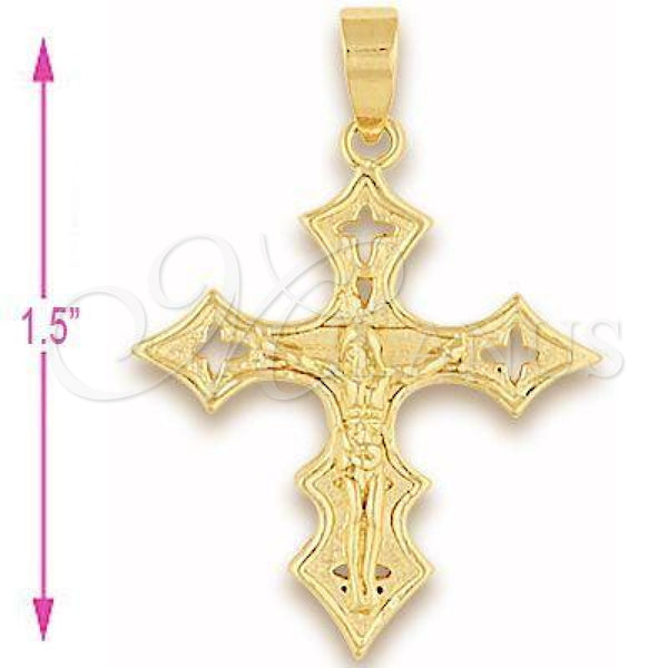 Oro Laminado Religious Pendant, Gold Filled Style Crucifix Design, Polished, Golden Finish, 5.188.024