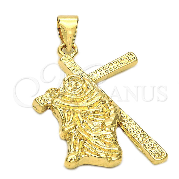 Oro Laminado Religious Pendant, Gold Filled Style Crucifix Design, Polished, Golden Finish, 5.190.030