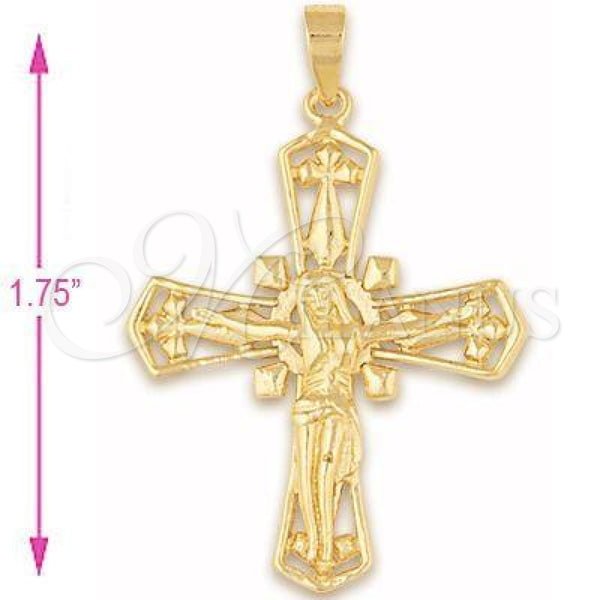 Oro Laminado Religious Pendant, Gold Filled Style Crucifix Design, Polished, Golden Finish, 5.189.008