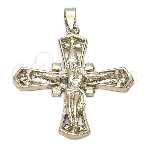 Oro Laminado Religious Pendant, Gold Filled Style Crucifix Design, Polished, Golden Finish, 5.189.008