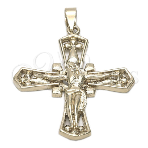 Oro Laminado Religious Pendant, Gold Filled Style Crucifix Design, Polished, Golden Finish, 5.189.008