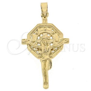 Oro Laminado Religious Pendant, Gold Filled Style Buffalo Design, Polished, Golden Finish, 5.188.020
