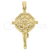 Oro Laminado Religious Pendant, Gold Filled Style Buffalo Design, Polished, Golden Finish, 5.188.020