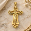 Oro Laminado Religious Pendant, Gold Filled Style Crucifix Design, Polished, Golden Finish, 5.189.020