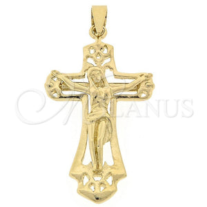 Oro Laminado Religious Pendant, Gold Filled Style Crucifix Design, Polished, Golden Finish, 5.189.020