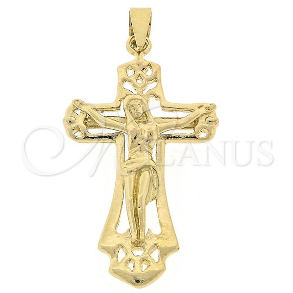 Oro Laminado Religious Pendant, Gold Filled Style Crucifix Design, Polished, Golden Finish, 5.189.020