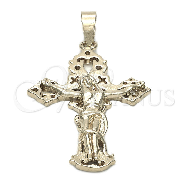 Oro Laminado Religious Pendant, Gold Filled Style Buffalo Design, Polished, Golden Finish, 5.189.027