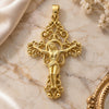 Oro Laminado Religious Pendant, Gold Filled Style Crucifix Design, Polished, Golden Finish, 5.189.001