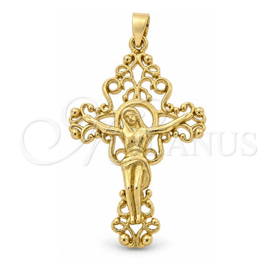 Oro Laminado Religious Pendant, Gold Filled Style Crucifix Design, Polished, Golden Finish, 5.189.001