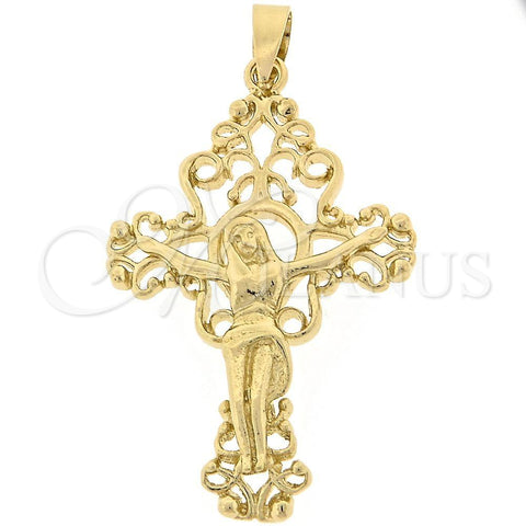 Oro Laminado Religious Pendant, Gold Filled Style Crucifix Design, Polished, Golden Finish, 5.189.001