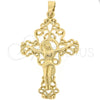 Oro Laminado Religious Pendant, Gold Filled Style Crucifix Design, Polished, Golden Finish, 5.189.001