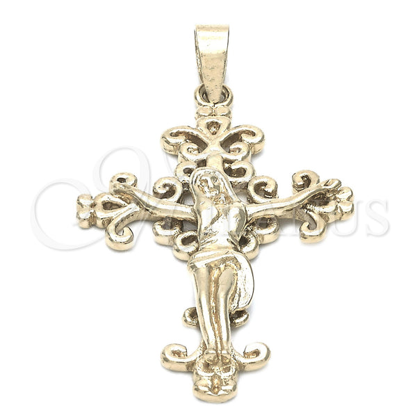 Oro Laminado Religious Pendant, Gold Filled Style Crucifix Design, Polished, Golden Finish, 5.188.013