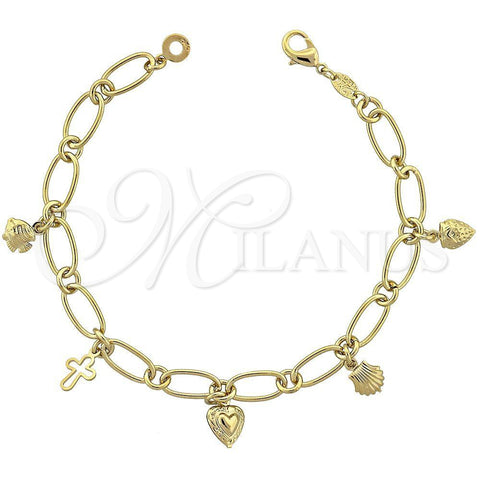 Oro Laminado Charm Bracelet, Gold Filled Style Polished, Golden Finish, 5.022.004 (8 Inches Length)