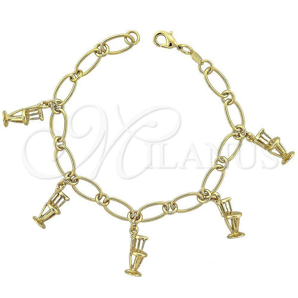 Oro Laminado Charm Bracelet, Gold Filled Style Polished, Golden Finish, 5.021.006 (08 MM Thickness, 8 Inches Length)