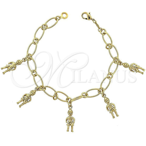Oro Laminado Charm Bracelet, Gold Filled Style Little Boy Design, Polished, Golden Finish, 5.024.002 (08 MM Thickness, 7 Inches Length)