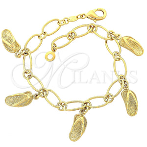 Oro Laminado Charm Bracelet, Gold Filled Style Spiral Design, Diamond Cutting Finish, Golden Finish, 5.024.006 (08 MM Thickness, 8 Inches Length)