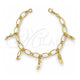 Oro Laminado Charm Bracelet, Gold Filled Style Shoes Design, Polished, Golden Finish, 5.020.005 (08 MM Thickness, 8 Inches Length)