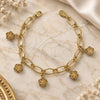 Oro Laminado Charm Bracelet, Gold Filled Style Flower Design, Diamond Cutting Finish, Golden Finish, 5.020.002 (08 MM Thickness, 8 Inches Length)