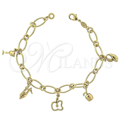 Oro Laminado Charm Bracelet, Gold Filled Style Drink Glass Design, Polished, Golden Finish, 5.025.007 (08 MM for wholesale, main product view