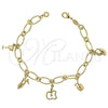 Oro Laminado Charm Bracelet, Gold Filled Style Drink Glass Design, Polished, Golden Finish, 5.025.007 (08 MM Thickness, 8 Inches Length)