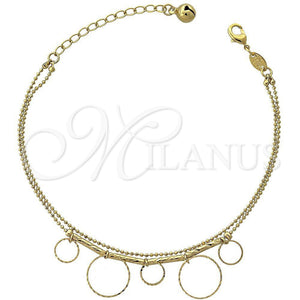 Oro Laminado Charm Bracelet, Gold Filled Style Rattle Charm Design, Diamond Cutting Finish, Golden Finish, 5.016.009.07 (03 MM Thickness, 7 Inches Length)
