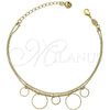 Oro Laminado Charm Bracelet, Gold Filled Style Rattle Charm Design, Diamond Cutting Finish, Golden Finish, 5.016.009.07 (03 MM Thickness, 7 Inches Length)