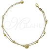 Oro Laminado Fancy Bracelet, Gold Filled Style Rattle Charm and Ball Design, Matte Finish, Golden Finish, 5.016.007.07 (09 MM Thickness, 9 Inches Length)