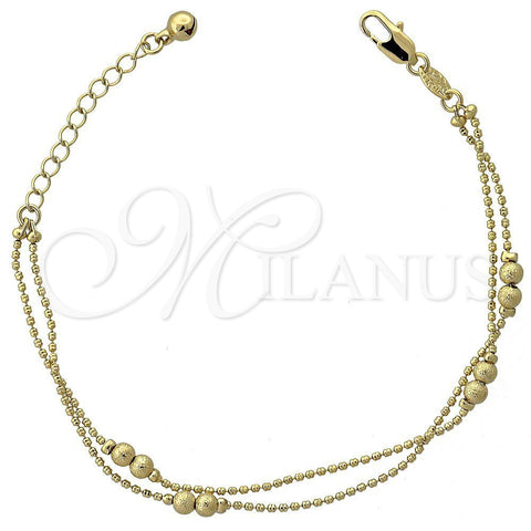Oro Laminado Charm Bracelet, Gold Filled Style Rattle Charm Design, Matte Finish, Golden Finish, 5.016.008.07 (03 MM Thickness, 7 Inches Length)