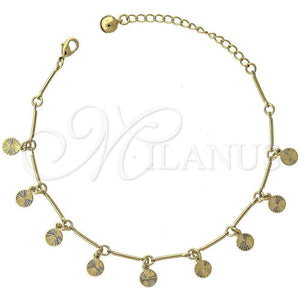 Oro Laminado Charm Bracelet, Gold Filled Style Diamond Cutting Finish, Golden Finish, 03.63.0372 (12 MM Thickness, 9 Inches Length)
