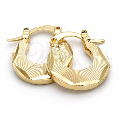 Oro Laminado Small Hoop, Gold Filled Style Diamond Cutting Finish, Golden Finish, 5.157.032
