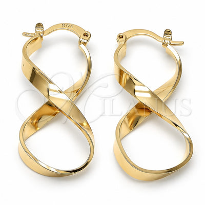Oro Laminado Medium Hoop, Gold Filled Style Twist Design, Polished, Golden Finish, 5.153.052