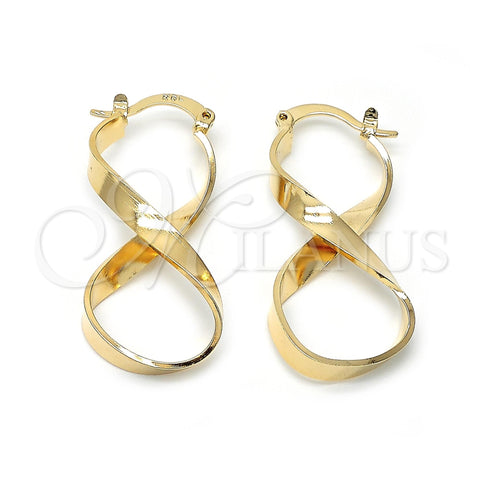 Oro Laminado Medium Hoop, Gold Filled Style Twist Design, Polished, Golden Finish, 5.153.052