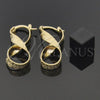 Oro Laminado Medium Hoop, Gold Filled Style Twist and Flower Design, Diamond Cutting Finish, Golden Finish, 5.147.044