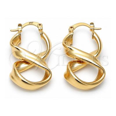 Oro Laminado Medium Hoop, Gold Filled Style Twist Design, Matte Finish, Golden Finish, 5.147.004