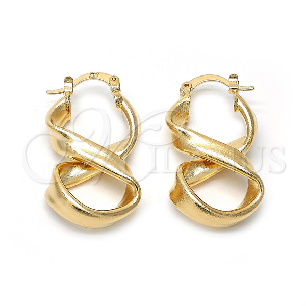 Oro Laminado Medium Hoop, Gold Filled Style Twist Design, Matte Finish, Golden Finish, 5.147.004