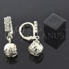 Oro Laminado Dangle Earring, Gold Filled Style Ball Design, with White Cubic Zirconia, Diamond Cutting Finish, Golden Finish, 5.093.014