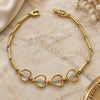 Oro Laminado Fancy Bracelet, Gold Filled Style Heart Design, with White Cubic Zirconia, Polished, Golden Finish, 5.029.010 (10 MM Thickness, 8 Inches Length)