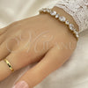 Oro Laminado Fancy Bracelet, Gold Filled Style with White Cubic Zirconia, Polished, Golden Finish, 5.027.001 (07 MM Thickness, 8 Inches Length)