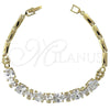 Oro Laminado Fancy Bracelet, Gold Filled Style with White Cubic Zirconia, Polished, Golden Finish, 5.027.001 (07 MM Thickness, 8 Inches Length)
