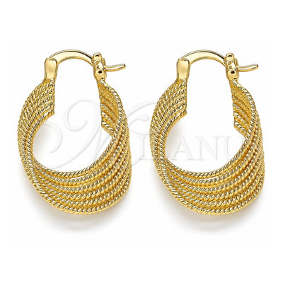 Oro Laminado Small Hoop, Gold Filled Style Twist Design, Diamond Cutting Finish, Golden Finish, 5.147.035.20