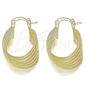 Oro Laminado Small Hoop, Gold Filled Style Twist Design, Diamond Cutting Finish, Golden Finish, 5.147.035.20