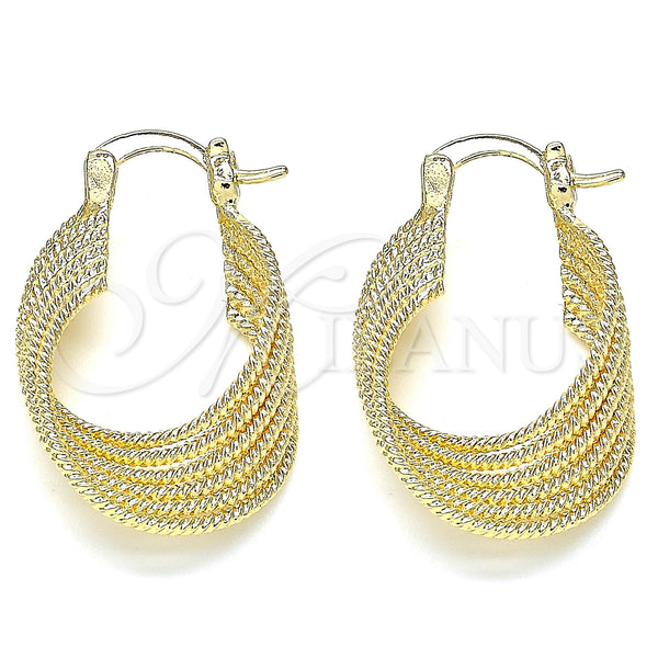 Oro Laminado Small Hoop, Gold Filled Style Twist Design, Diamond Cutting Finish, Golden Finish, 5.147.035.20