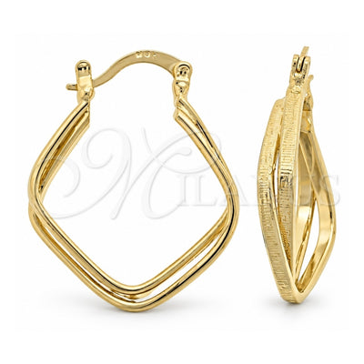 Oro Laminado Small Hoop, Gold Filled Style Twist Design, Diamond Cutting Finish, Golden Finish, 5.159.010