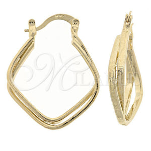 Oro Laminado Small Hoop, Gold Filled Style Twist Design, Diamond Cutting Finish, Golden Finish, 5.159.010